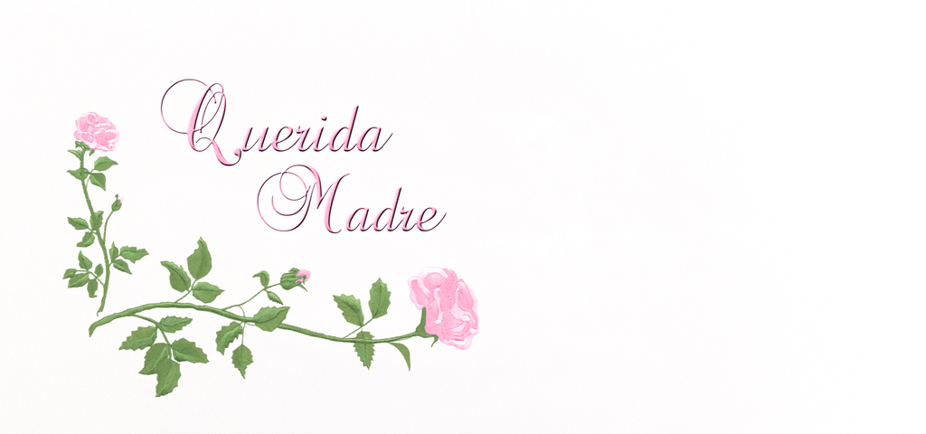 Madre Corner Rose Pink on White Faux (Querida Madre) PROOF